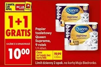 Papier toaletowy Queen Suprema promocja w Biedronka