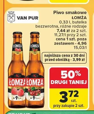 Piwo bezalkoholowe Łomża Radler Pigwa promocja w Carrefour
