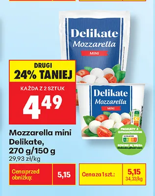 Ser mozzarella mini Delikate promocja w Biedronka