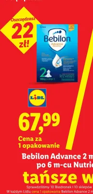 Mleko następne Bebilon Advance 2 po 6 m-cu Nutricia promocja w Lidl