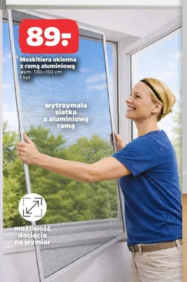 Moskitiera okienna z ramą aluminiową 130x150cm promocja w Netto