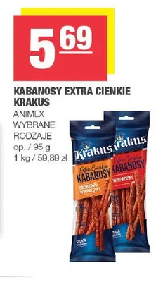 Kabanosy extra cienkie Krakus promocja w SPAR