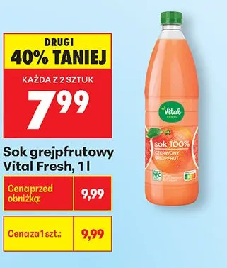 Sok grejpfrutowy Vital Fresh promocja w Biedronka