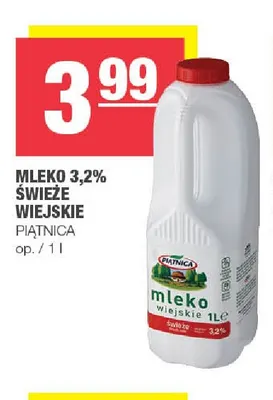 Mleko świeże wiejskie Piątnica 3,2% promocja w SPAR