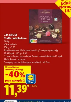 Trufle czekoladowe J.D. Gross promocja w Lidl