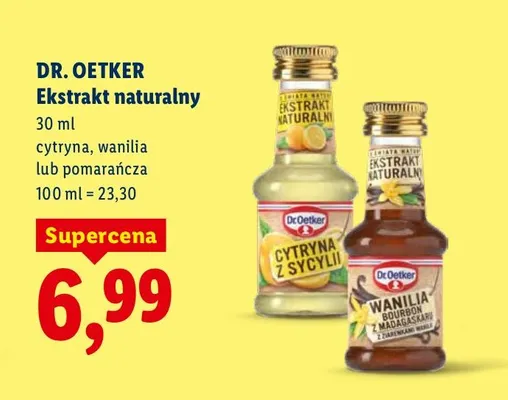 Ekstrakt naturalny cytryna, wanilia lub pomarańcza promocja w Lidl
