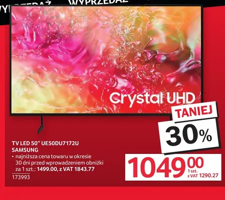 Telewizor LED 50" UE50DU7172U Samsung promocja w Selgros