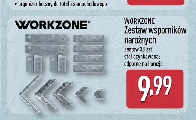 Zestaw wsporników narożnych Workzone promocja w Aldi