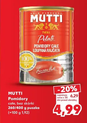 Pomidory całe bez skórki Mutti promocja w Kaufland