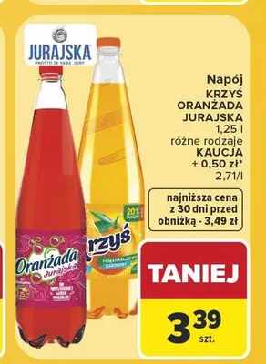 Napój Krzyś Oranżada Jurajska czerwona promocja w Carrefour Market