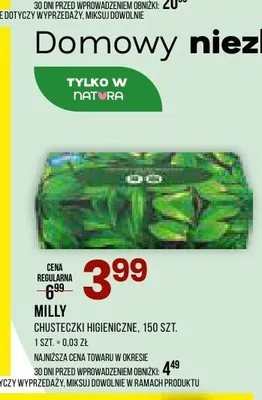Chusteczki higieniczne Milly promocja w Drogerie Natura