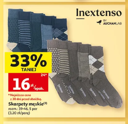 Skarpety męskie Inextenso 5-pak promocja w Auchan