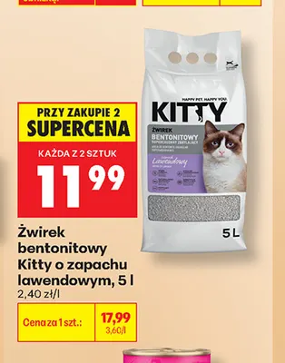 Żwirek bentonitowy Kitty o zapachu lawendowym promocja w Biedronka