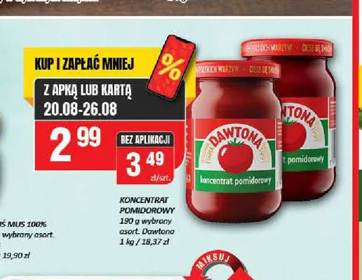 Koncentrat pomidorowy Dawtona promocja w Chorten