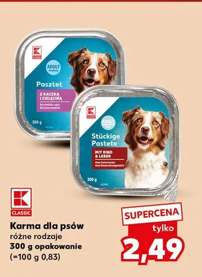 Karma dla psów pasztet z kaczką i cielęciną K-Classic promocja w Kaufland