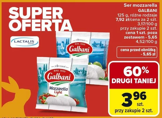 Ser mozzarella różne rodzaje promocja w Carrefour Market