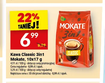 Kawa rozpuszczalna instant Mokate 3in1 Classic promocja w Twój Market