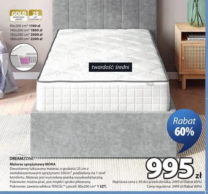 Materac sprężynowy Mora 180x200 cm Dreamzone promocja w Jysk