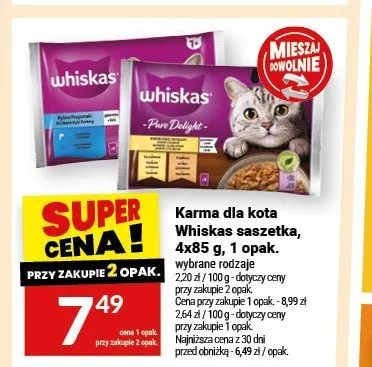 Karma dla kota Whiskas Pure Delight saszetka 4-pak promocja w Twój Market