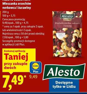 Mieszanka orzechów nerkowca i żurawiny promocja w Lidl