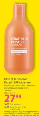 Nawilżający szampon z keratyną do włosów zniszczonych Keratin LPP Moisture Hello, Morning promocja w Hebe