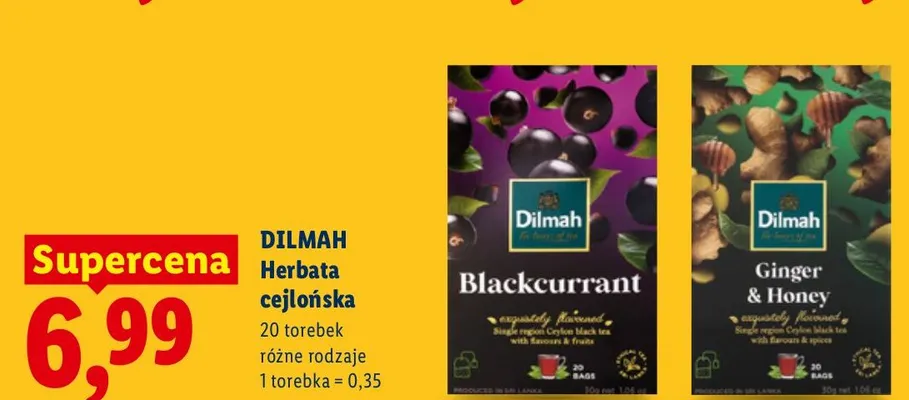 Herbata cejlońska Dilmah Blackcurrant promocja w Lidl