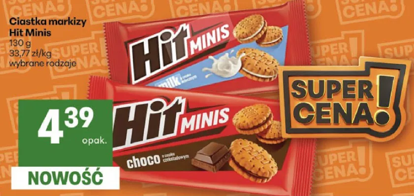 Ciastka markizy Hit Minis choco promocja w Delikatesy Centrum