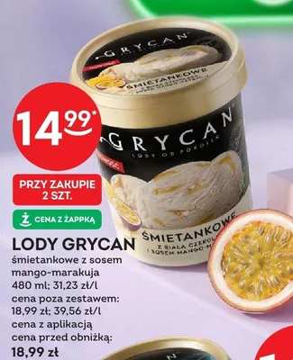 Lody Grycan śmietankowe z sosem mango-marakuja promocja w Żabka