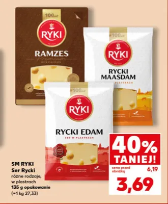 Ser Rycki Edam w plastrach Ryki promocja w Kaufland