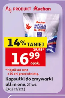 Kapsułki do zmywarki all in one Auchan promocja w Auchan