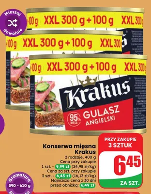 Konserwa mięsna Krakus promocja w Dino