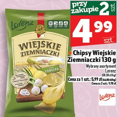Chipsy Wiejskie Ziemniaczki 130g promocja w TOPAZ