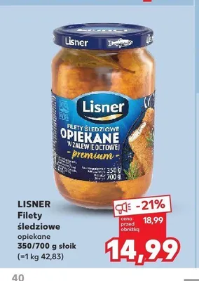 Filety śledziowe opiekane w zalewie octowej Lisner promocja w Kaufland