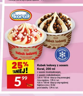 Kubek lodowy z sosem czekoladowym Koral promocja w Twój Market