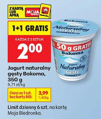 Jogurt naturalny gęsty  promocja w Biedronka