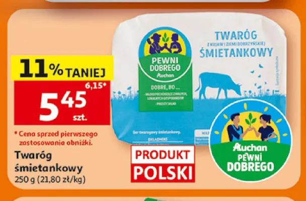 Twaróg śmietankowy Pewni Dobrego Auchan promocja w Auchan