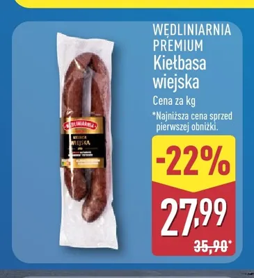 Kiełbasa wiejska Wędliniarnia Premium promocja w Aldi