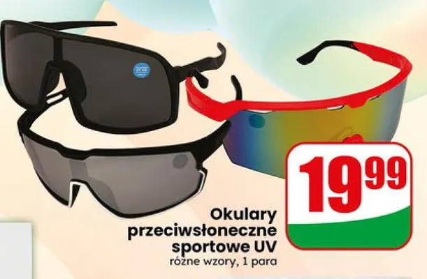 Okulary przeciwsłoneczne sportowe UV różne wzory promocja w Dino