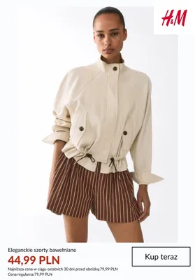 Szorty bawełniane eleganckie H&M promocja w H&M