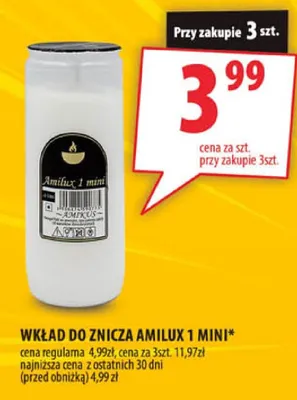 Wkład do znicza Amilux 1 mini promocja w Arhelan
