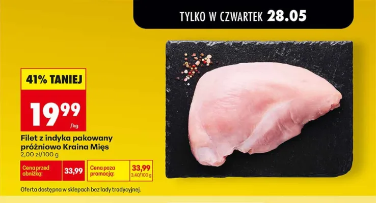 Filet z indyka pakowany próżniowo Kraina Mięs promocja w Biedronka
