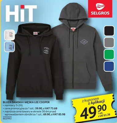 Bluza damska i męska Lee Cooper rozmiary S-2XL 603992 promocja w Selgros