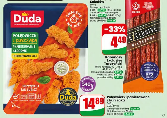 Polędwiczki panierowane z kurczaka łagodne Duda promocja w Dino