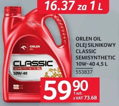 Olej silnikowy Classic Semisynthetic 10W-40 4.5 l Orlen Oil promocja w Selgros