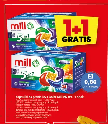 Kapsułki do prania 5w1 Color Mill promocja w Twój Market