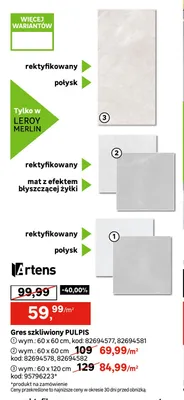 Gres szkliwiony Pulpis połysk 60x120 cm Artens promocja w Leroy Merlin