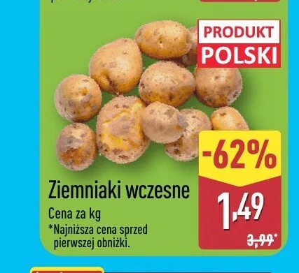 Ziemniaki wczesne polskie promocja w Aldi