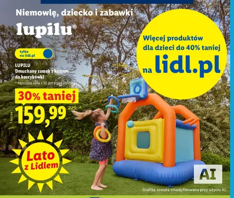 Dmuchany zamek z koszem do koszykówki Lupilu promocja w Lidl
