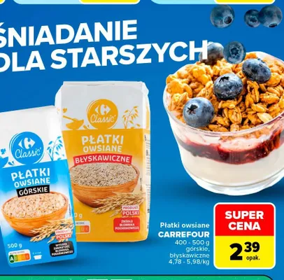 Płatki owsiane Carrefour Classic górskie promocja w Carrefour Market