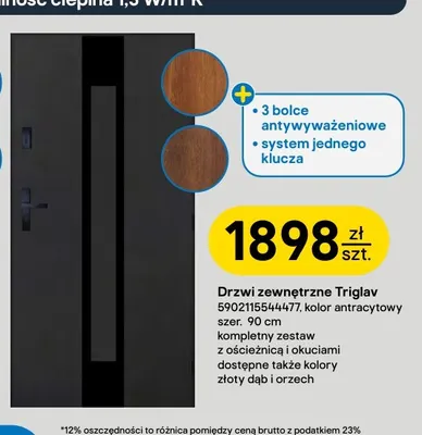 Drzwi zewnętrzne Triglav Pantor promocja w Castorama